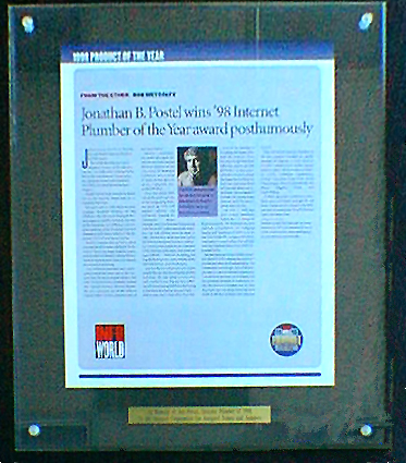Framed newspaper article Internet Plumber of the Year